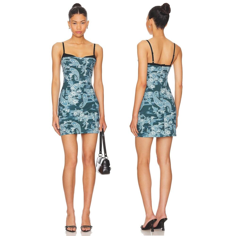 Miaou Paola Mini Dress Bustier Paisley Streetwear Y2K Party Hoco Cocktail XS